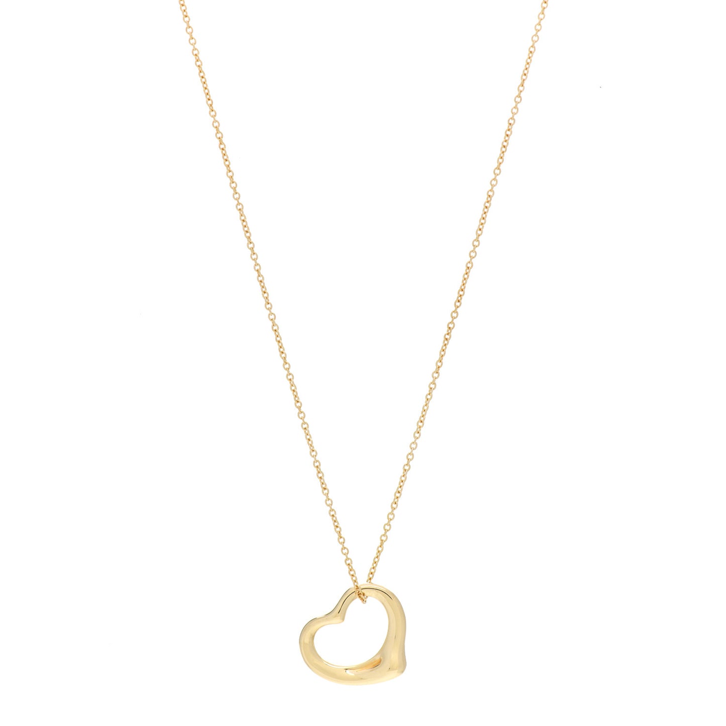 18K Yellow Gold 16mm Elsa Peretti Open Heart Pendant Necklace