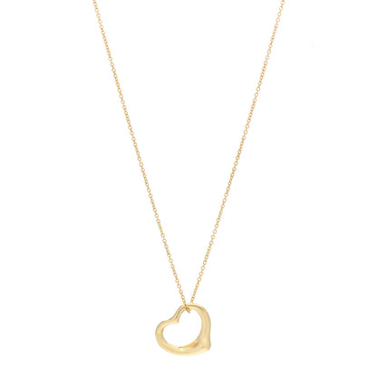 Tiffany 18K Yellow Gold 16mm Elsa Peretti Open Heart Pendant Necklace 1 of 4