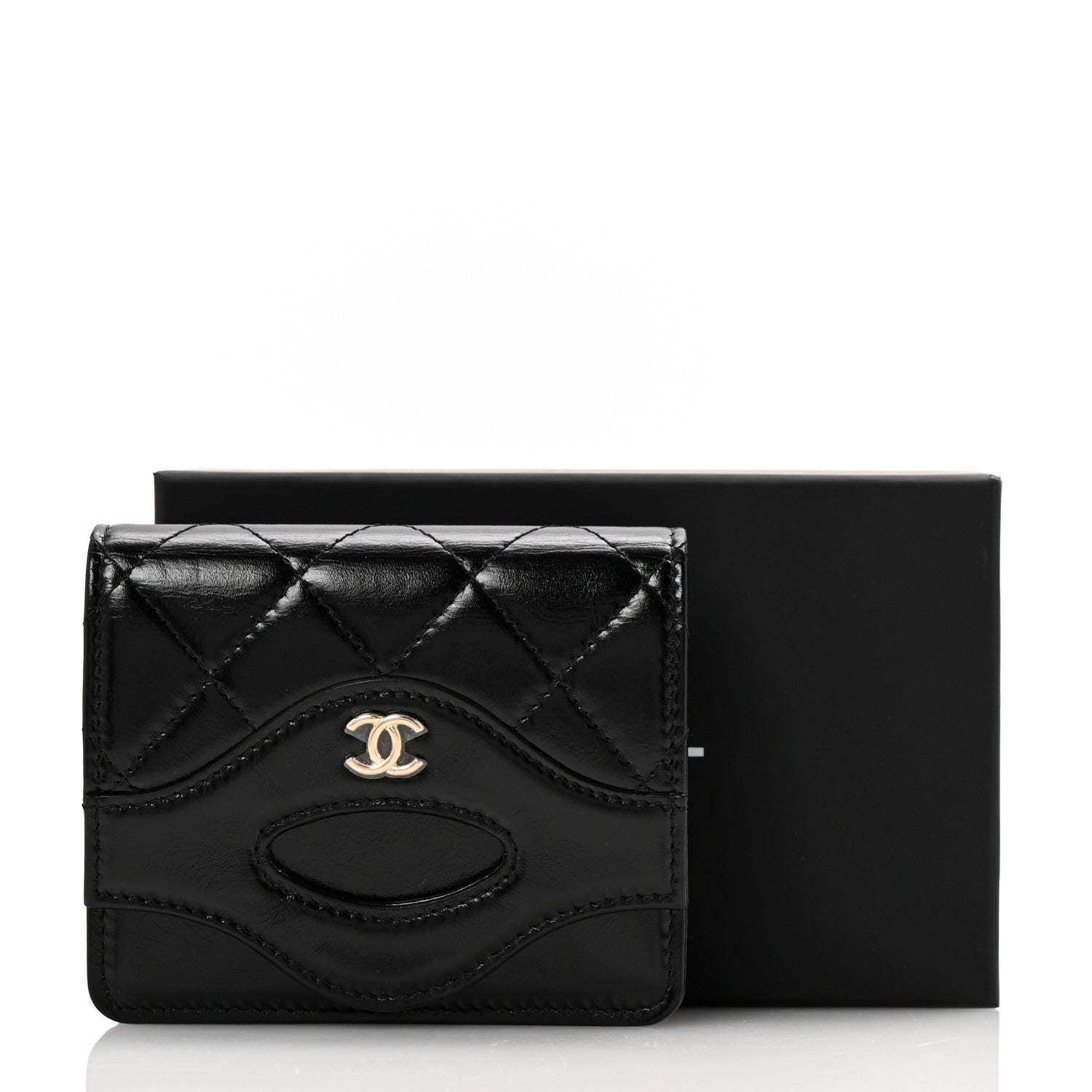 Chanel Shiny Crumpled Calfskin Quilted 31 Card Holder Wallet Black 9 of 9