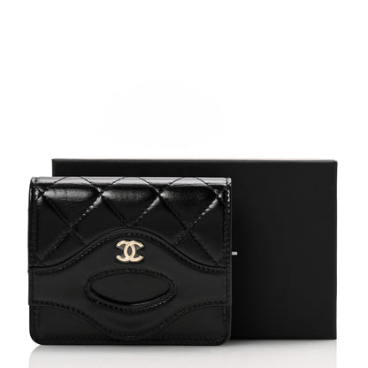 Chanel Shiny Crumpled Calfskin Quilted 31 Card Holder Wallet Black 9 of 9