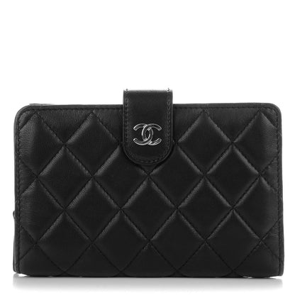 Chanel Lambskin Quilted Zipped Pocket Wallet Black 1 of 8