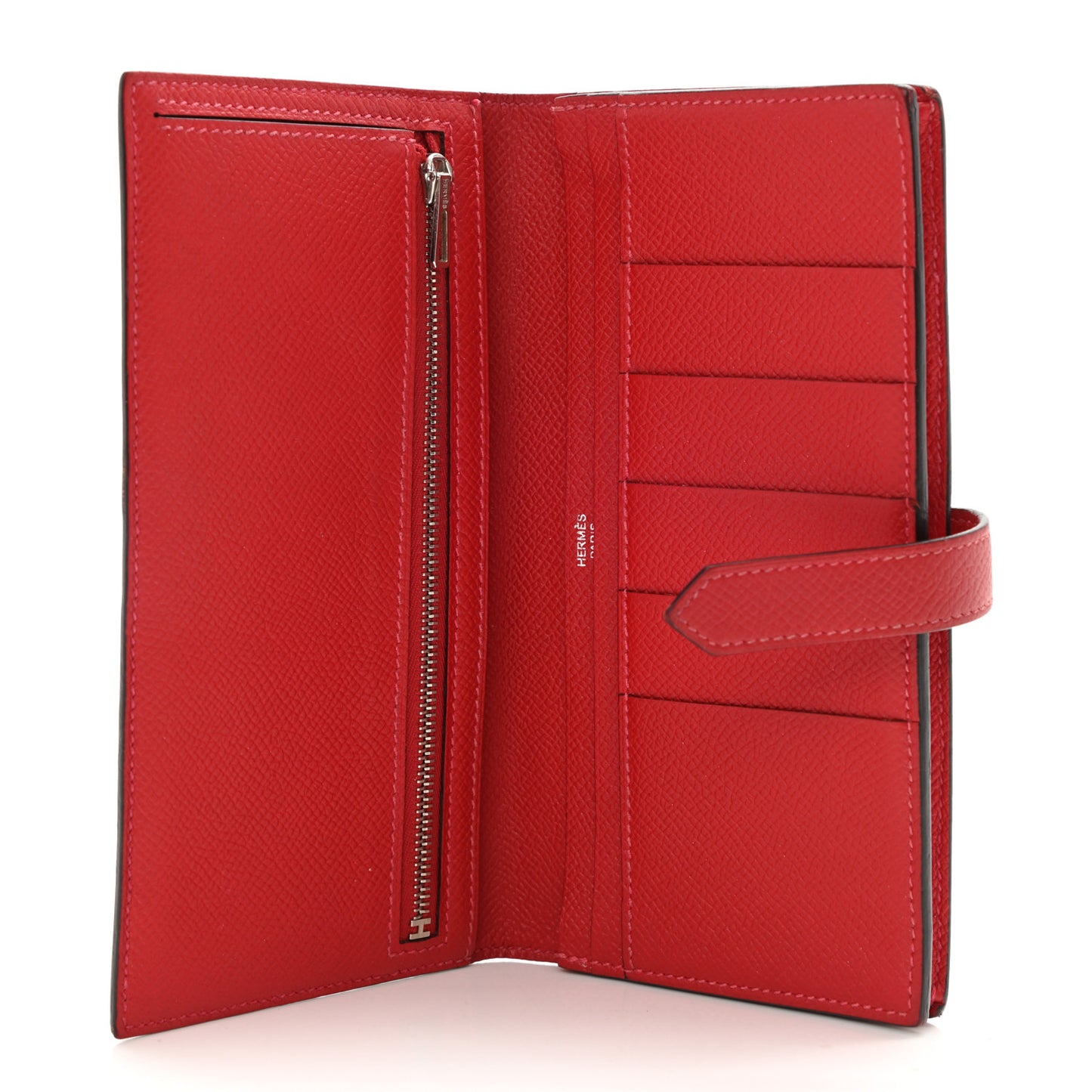 Epsom Bi-Color Bearn Gusset Wallet Rouge H Rouge Casaque