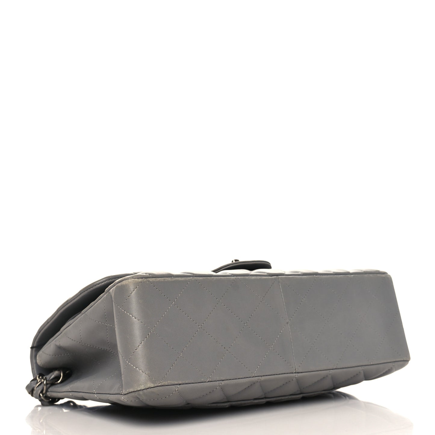 Lambskin Quilted Jumbo Single Flap Grey