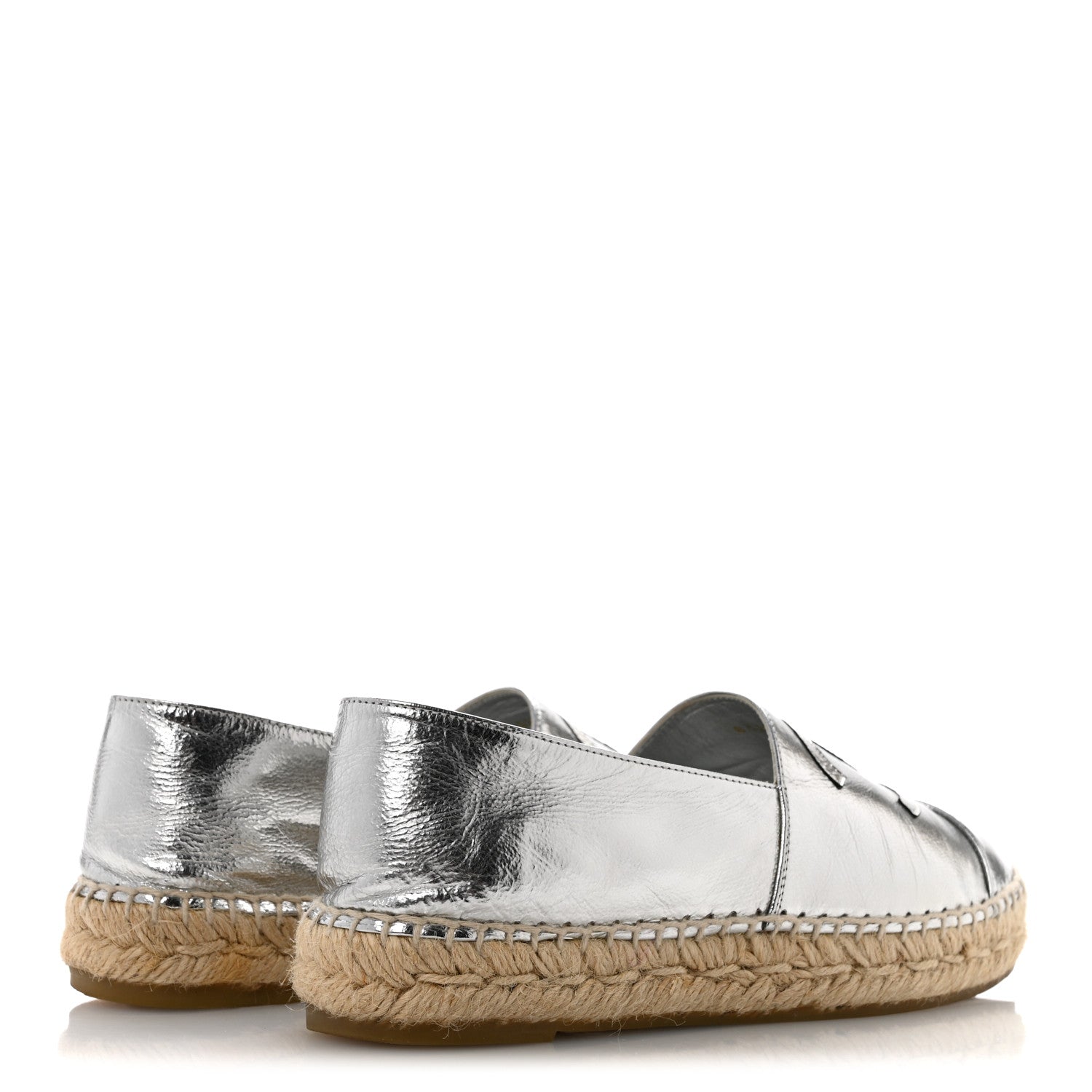 Chanel Laminated Goatskin CC Espadrilles 36 Silver 5 of 12