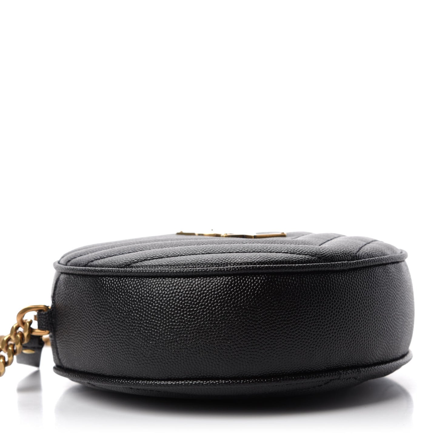 Grain De Poudre Matelasse Chevron Quilted Round Vinyle Camera Bag Black