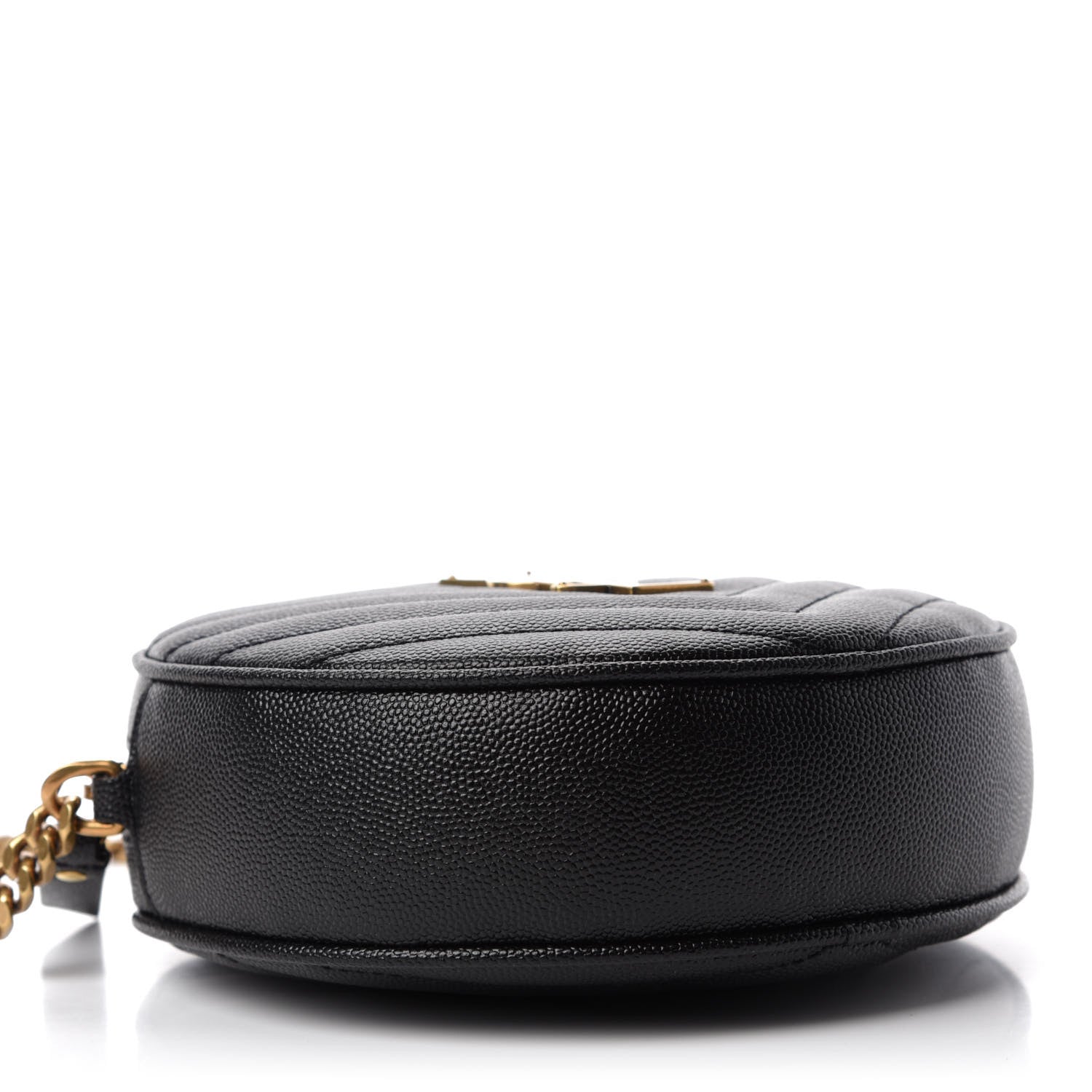 Saint Laurent Grain De Poudre Matelasse Chevron Quilted Round Vinyle Camera Bag Black 4 of 12