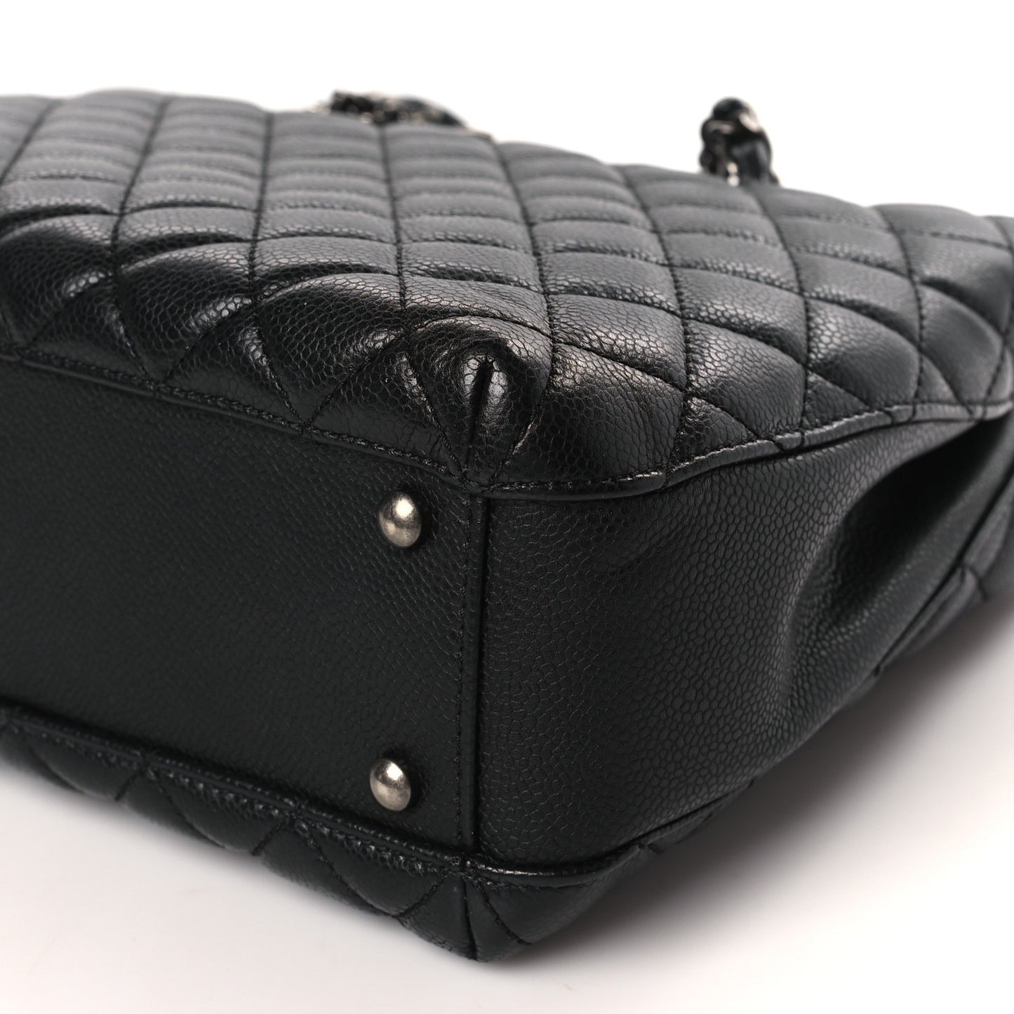 Caviar Quilted City Shopping Tote Black