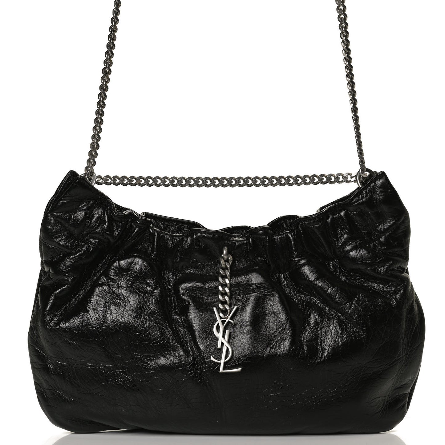 Calfskin Pac Ruched Hobo Black