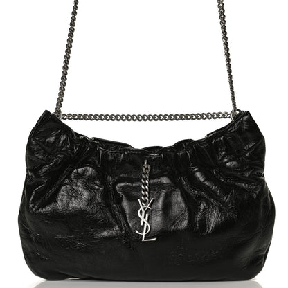 Saint Laurent Calfskin Pac Ruched Hobo Black 8 of 11