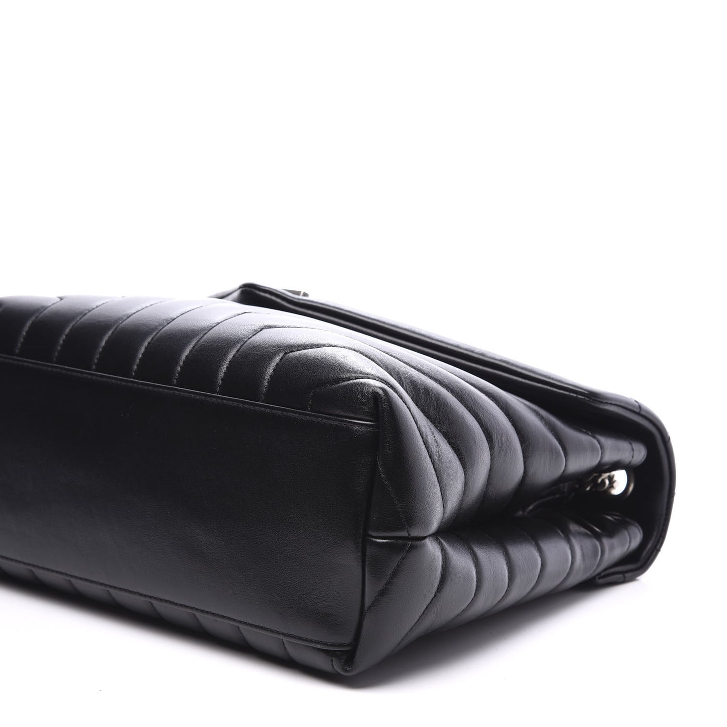 Calfskin Y Quilted Monogram Medium Loulou Chain Satchel Black