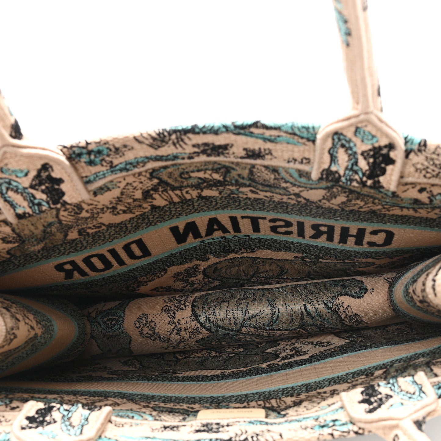 Raffia Embroidered Dioriviera Medium Book Tote Aquamarina