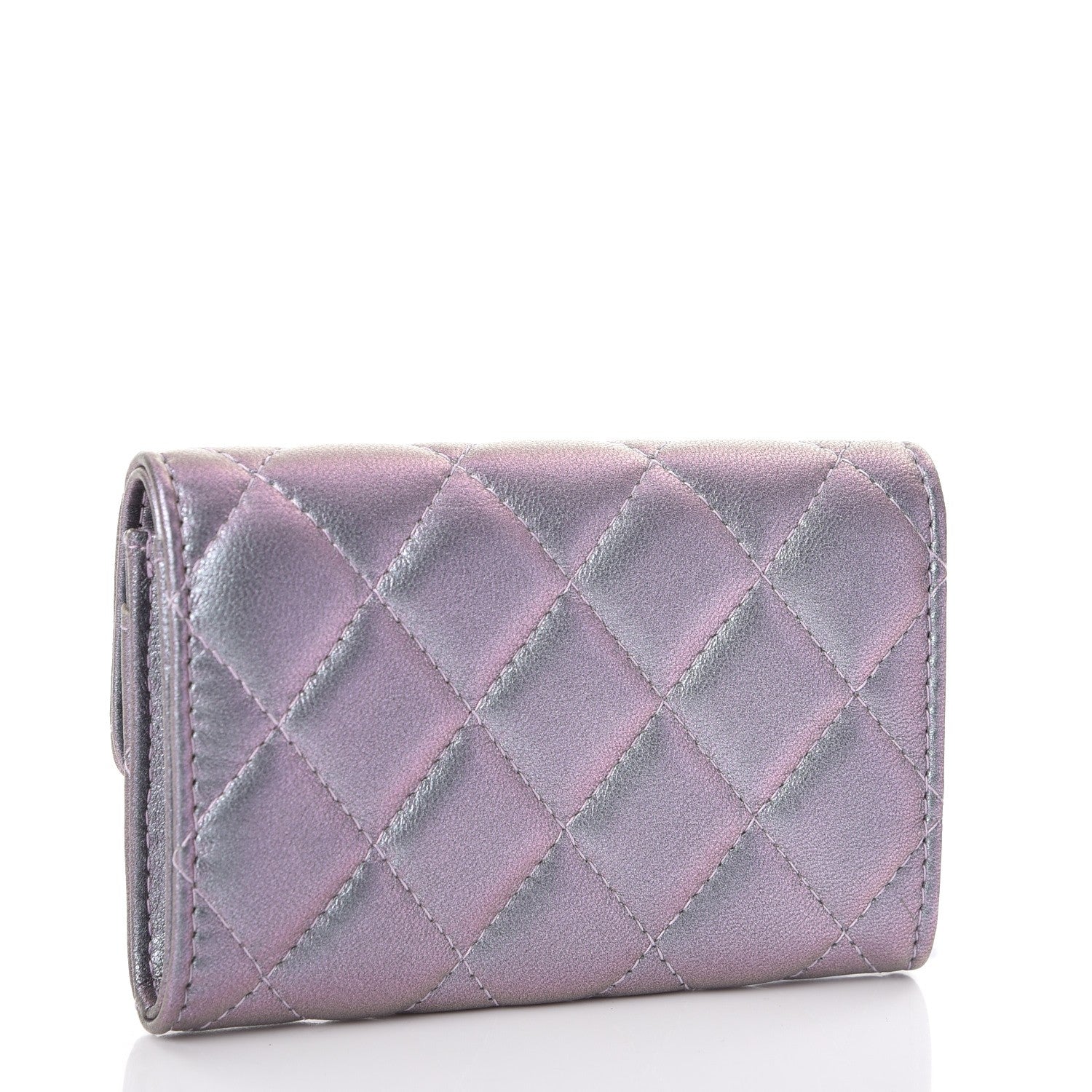 Chanel Iridescent Lambskin Quilted Reissue Flap Card Holder Light Purple 3 of 9