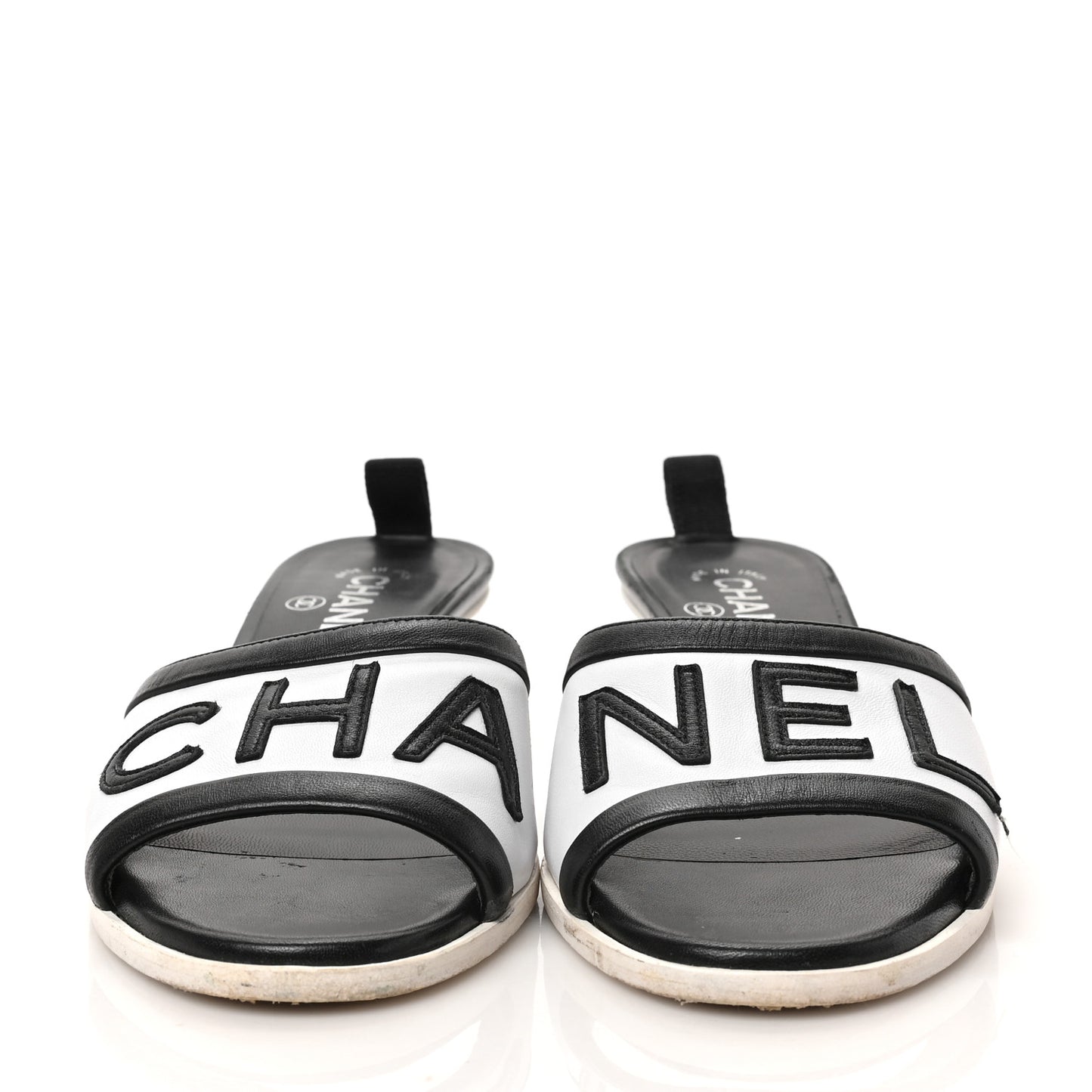 PVC Lambskin Logo Mules 38 Black