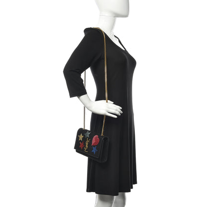 Saint Laurent Suede Embroidered Patches Small Monogram Kate Satchel Black 2 of 10