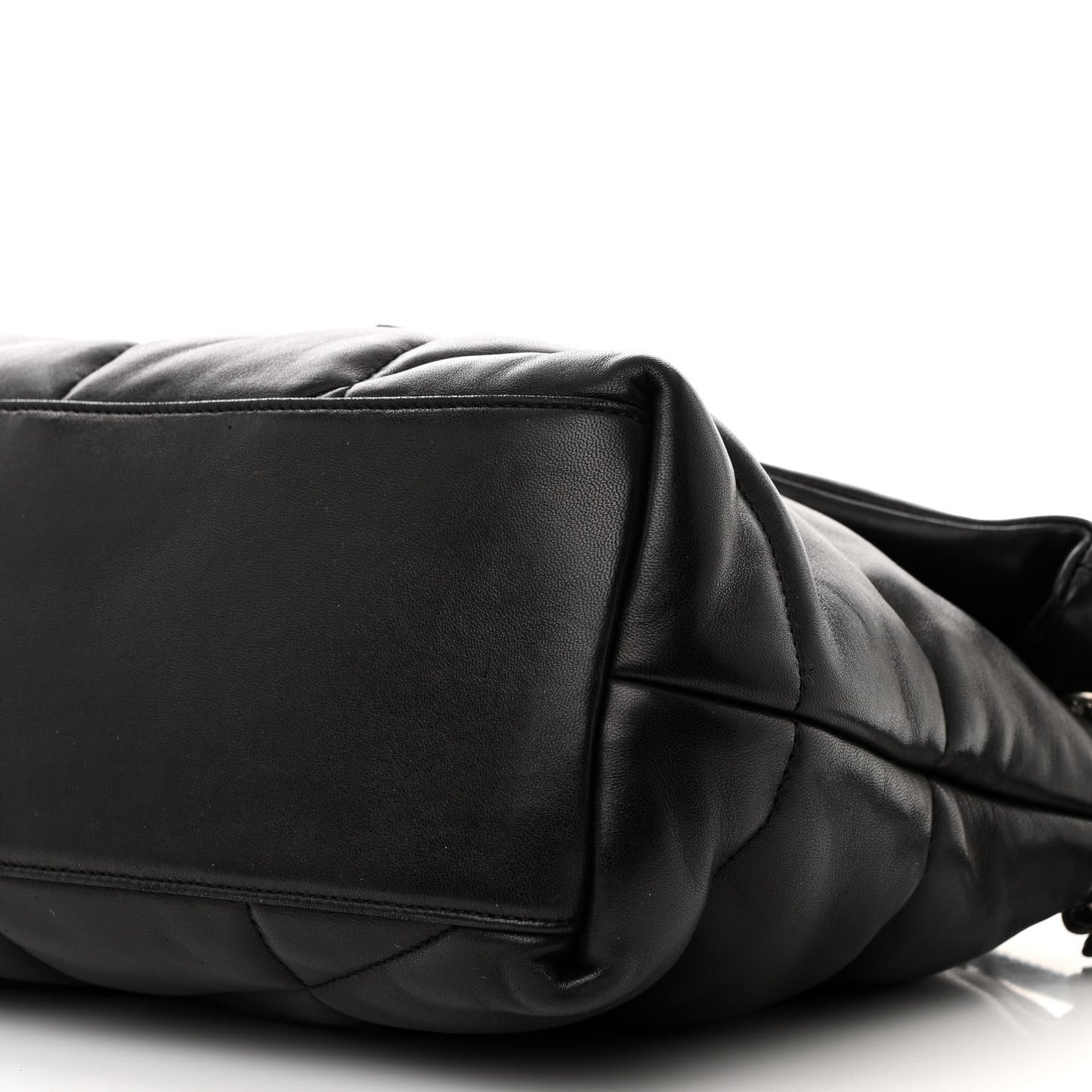 Lambskin Quilted Medium Loulou Puffer Monogram Chain Satchel Black