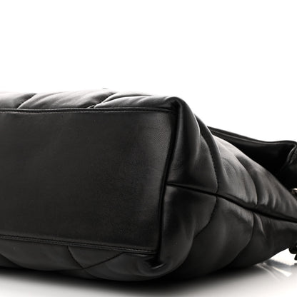 Saint Laurent Lambskin Quilted Medium Loulou Puffer Monogram Chain Satchel Black 11 of 13