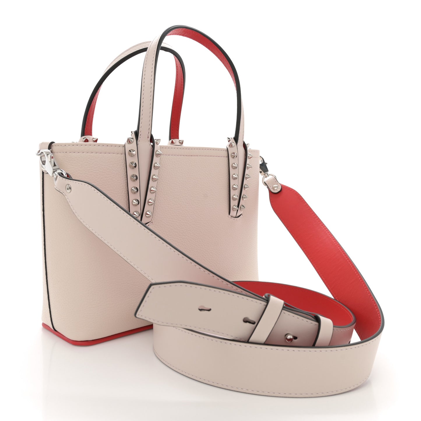 Calfskin Spikes Mini East West Cabata Tote Leche
