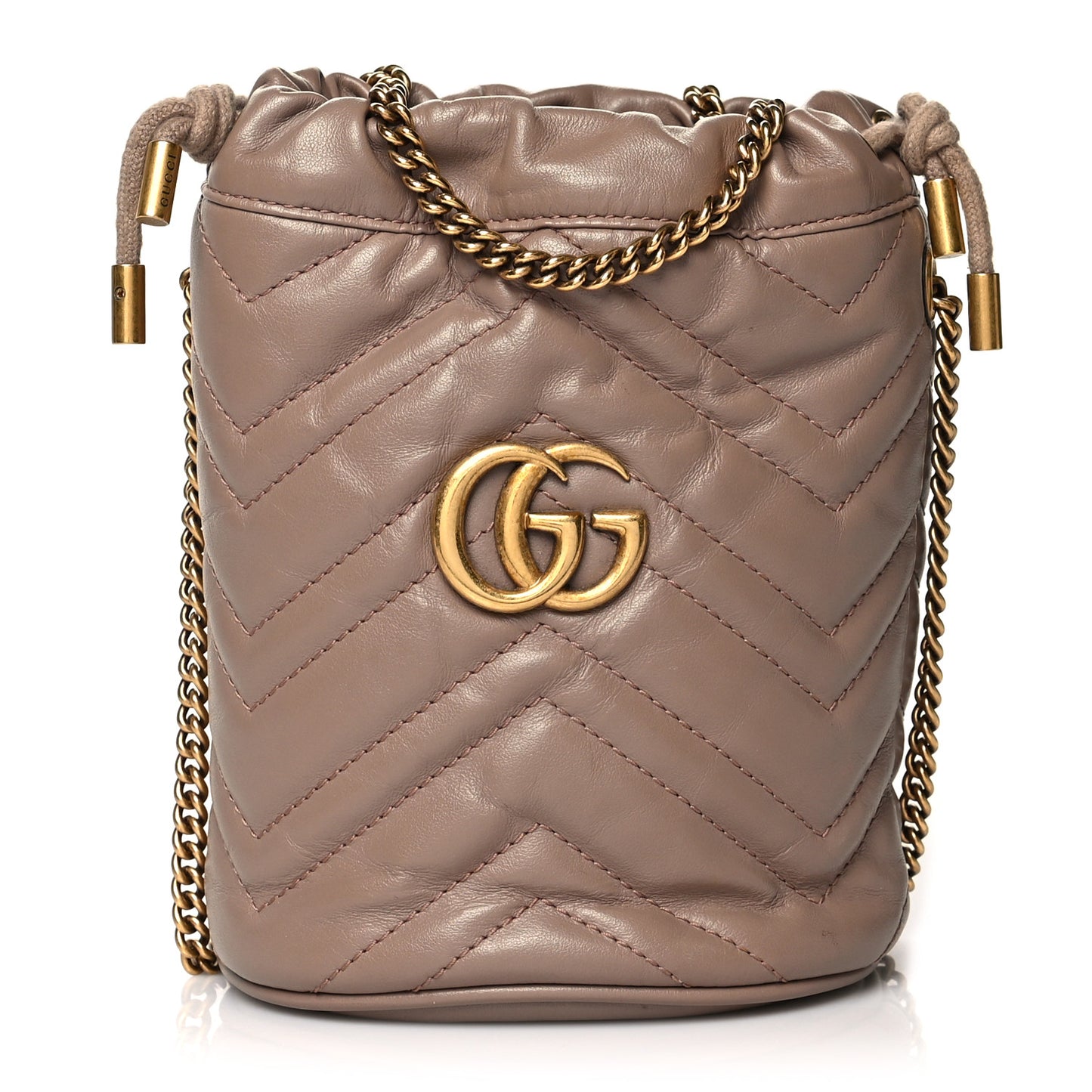 Calfskin Matelasse Mini GG Marmont 2.0 Bucket Bag Porcelain Rose