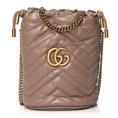 Gucci Calfskin Matelasse Mini GG Marmont 2.0 Bucket Bag Porcelain Rose 1 of 9