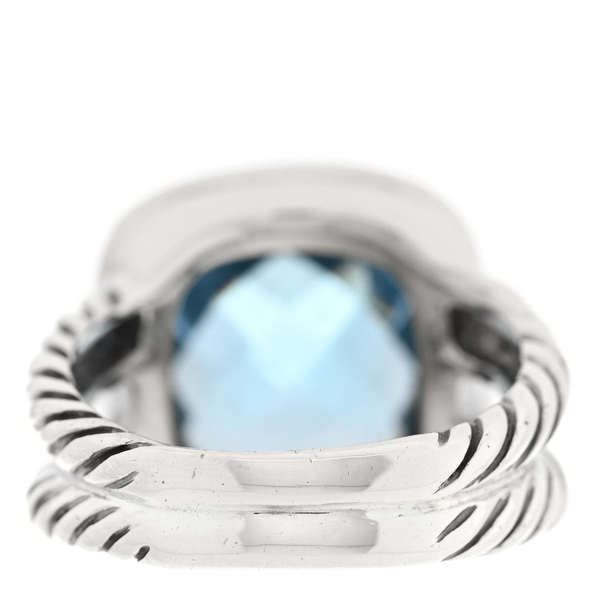 David Yurman Sterling Silver Diamond Blue Topaz 11mm Albion Ring 50 5.5 3 of 4