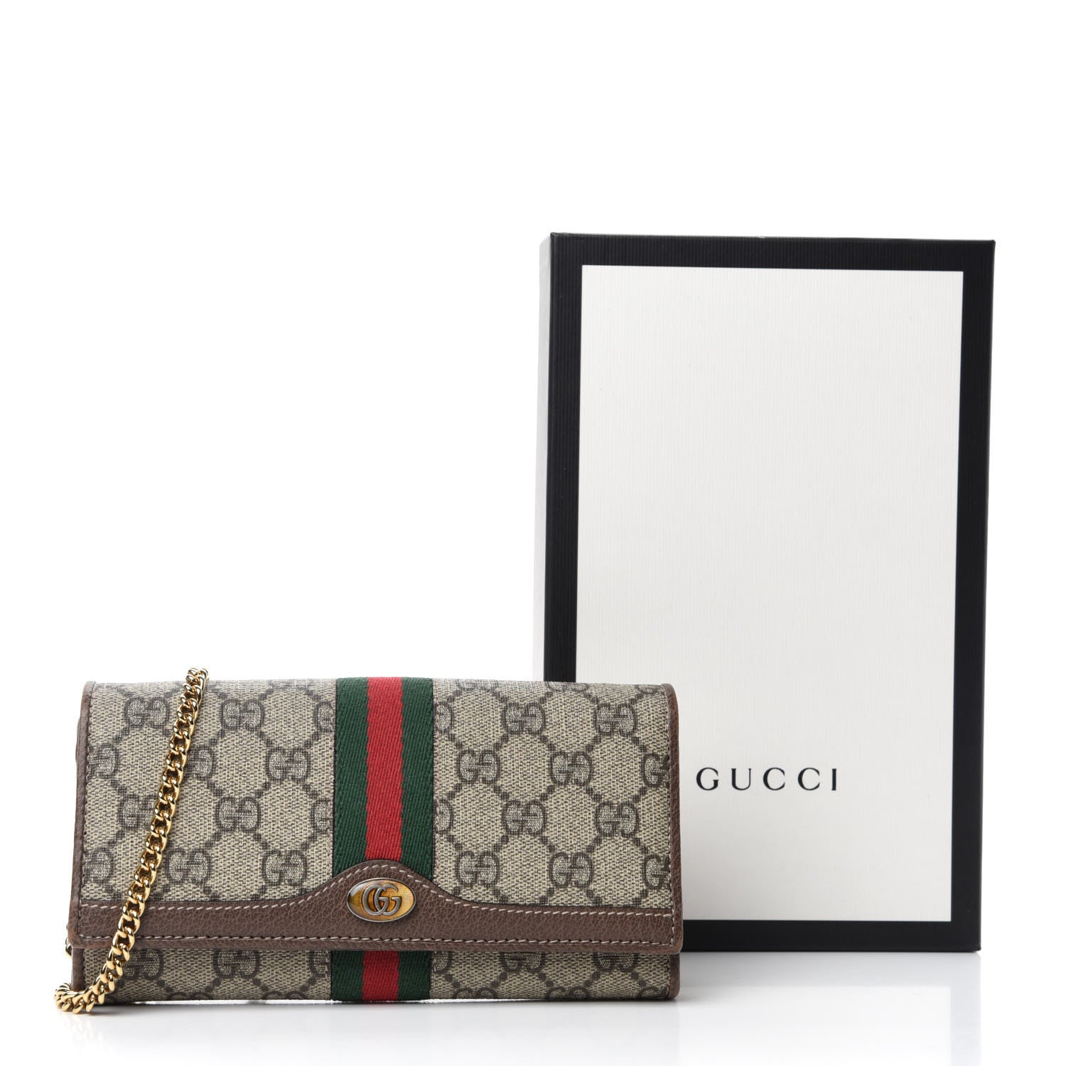 Gucci GG Supreme Monogram Web Ophidia Wallet On Chain Brown 12 of 12