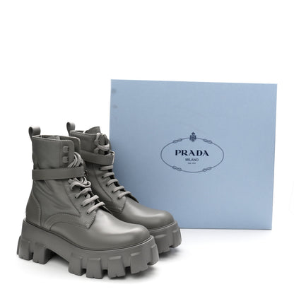 Prada Spazzolato Rois Re-Nylon Metal Triangle Logo Monolith Pouch Pocket 55mm Boots 36.5 Marmo 10 of 10