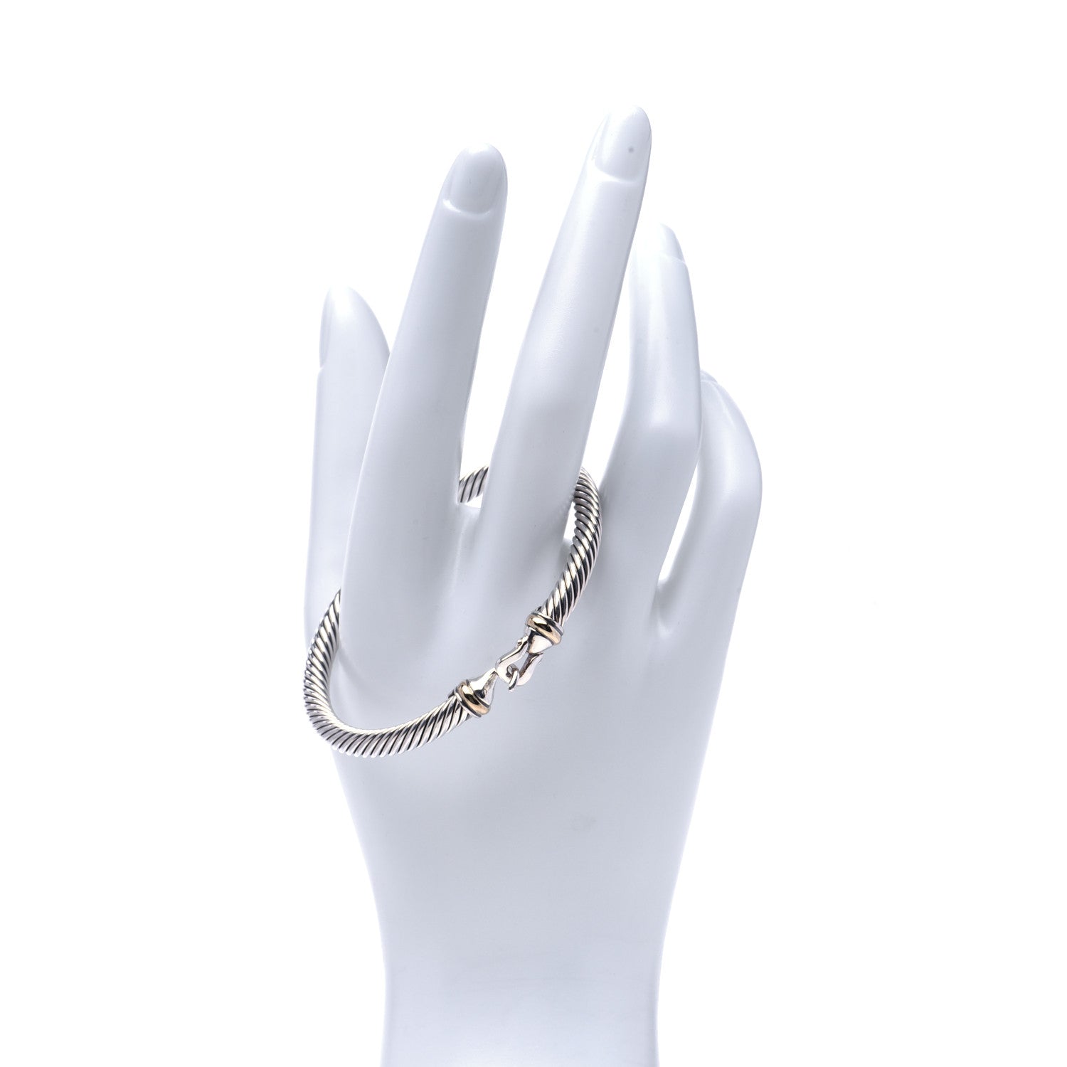 David Yurman Sterling Silver 18K Yellow Gold 5mm Cable Classic Buckle Bracelet 2 of 7