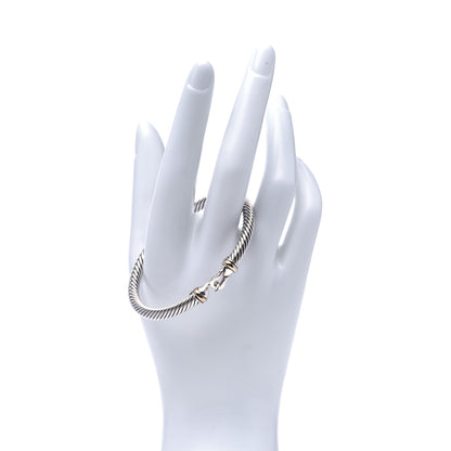 David Yurman Sterling Silver 18K Yellow Gold 5mm Cable Classic Buckle Bracelet 2 of 7