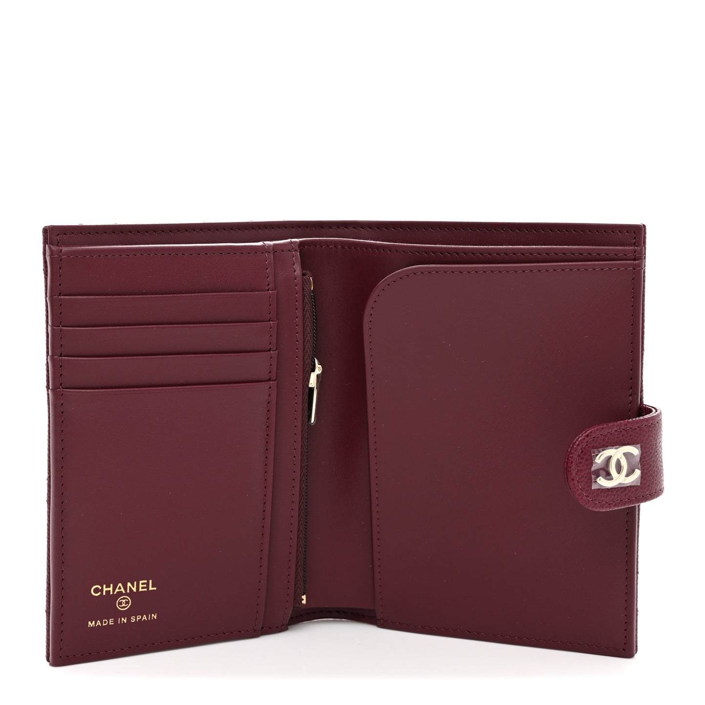 Caviar Quilted Passport Holder Dark Burgundy