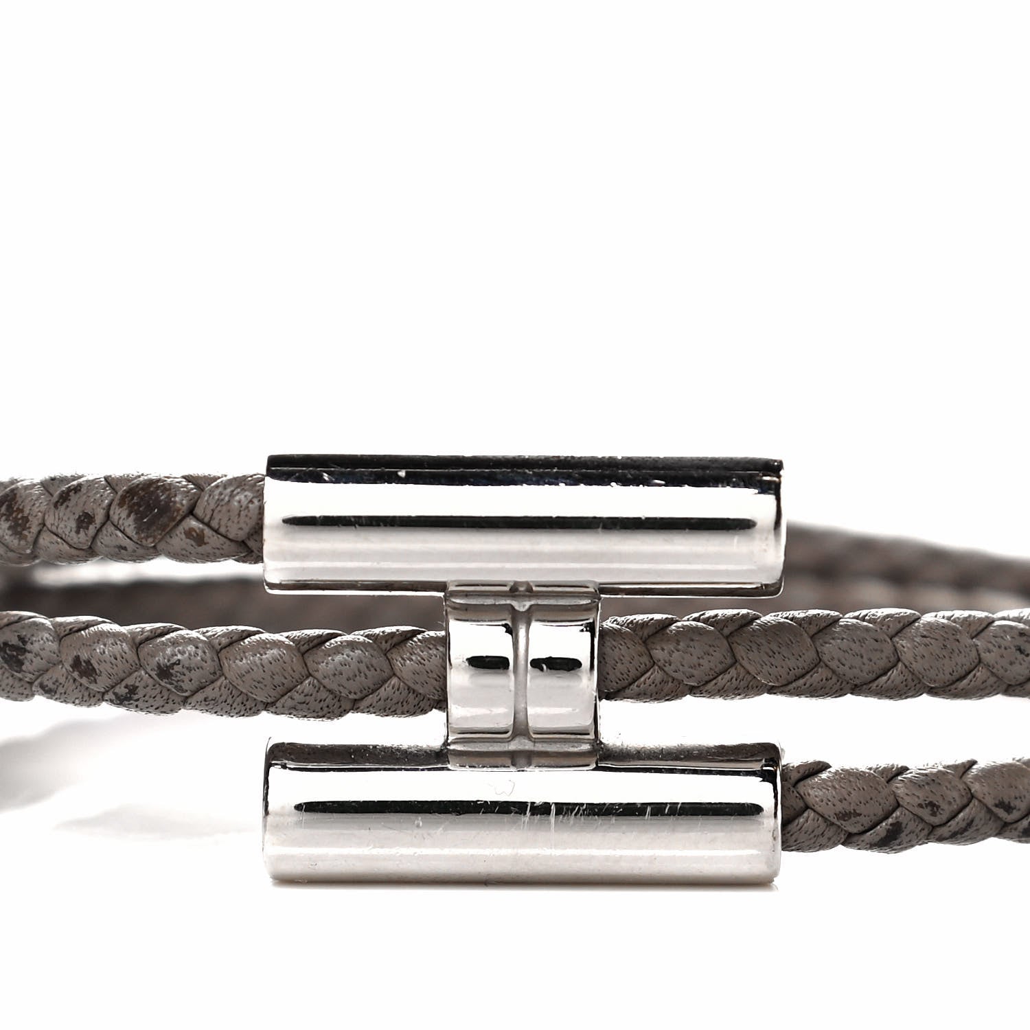 Hermes Swift Double Wrap Cord Tournis Tresse Bracelet T5 Etain 6 of 9