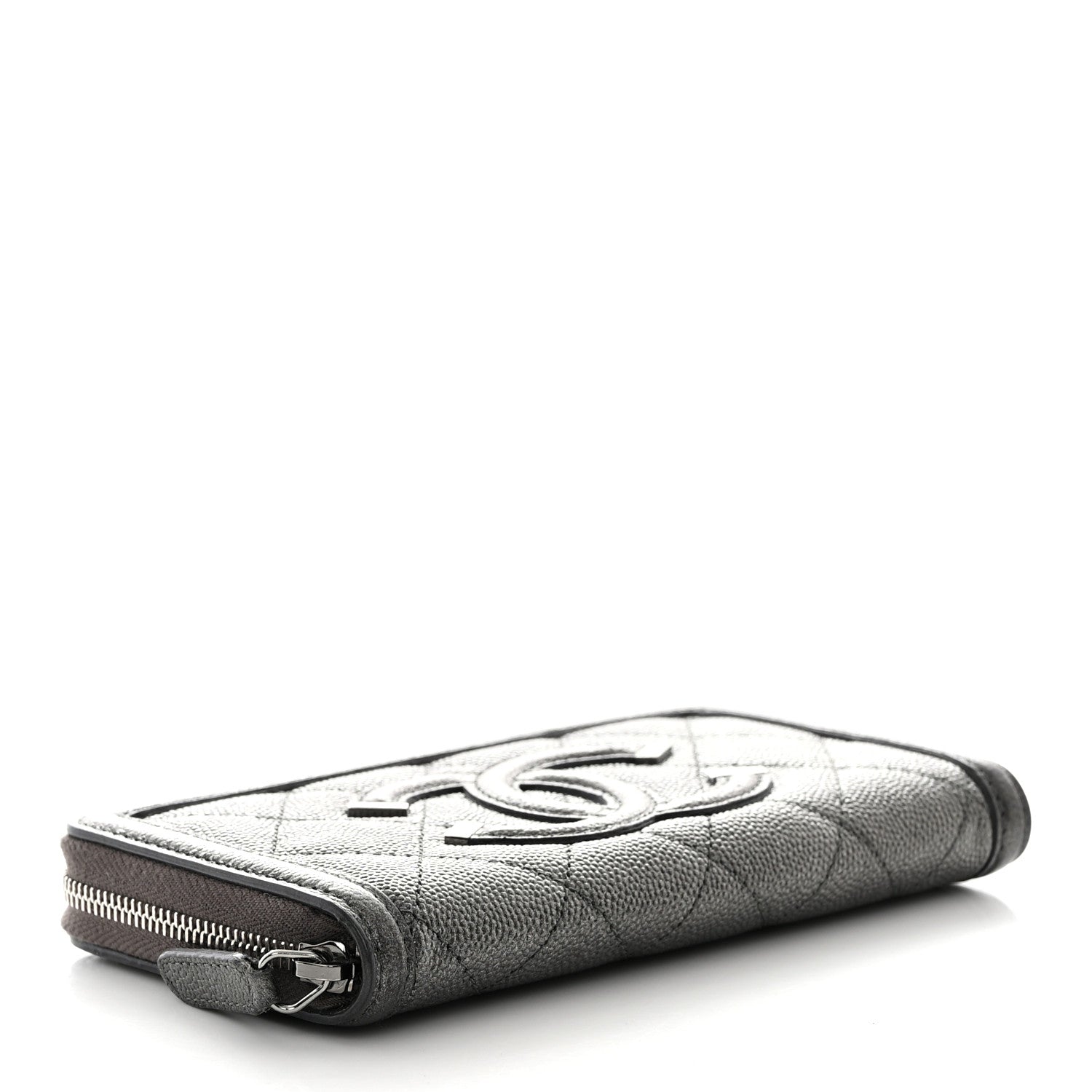 Chanel Caviar Quilted Medium Filigree Zip Around Wallet Dark Silver 4 of 9