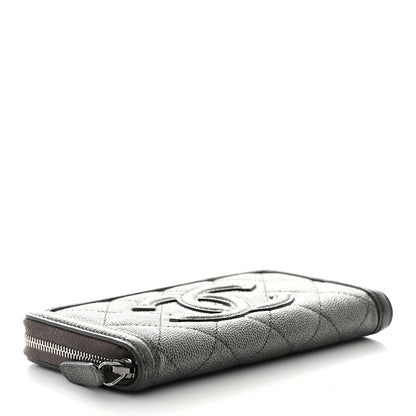 Chanel Caviar Quilted Medium Filigree Zip Around Wallet Dark Silver 4 of 9