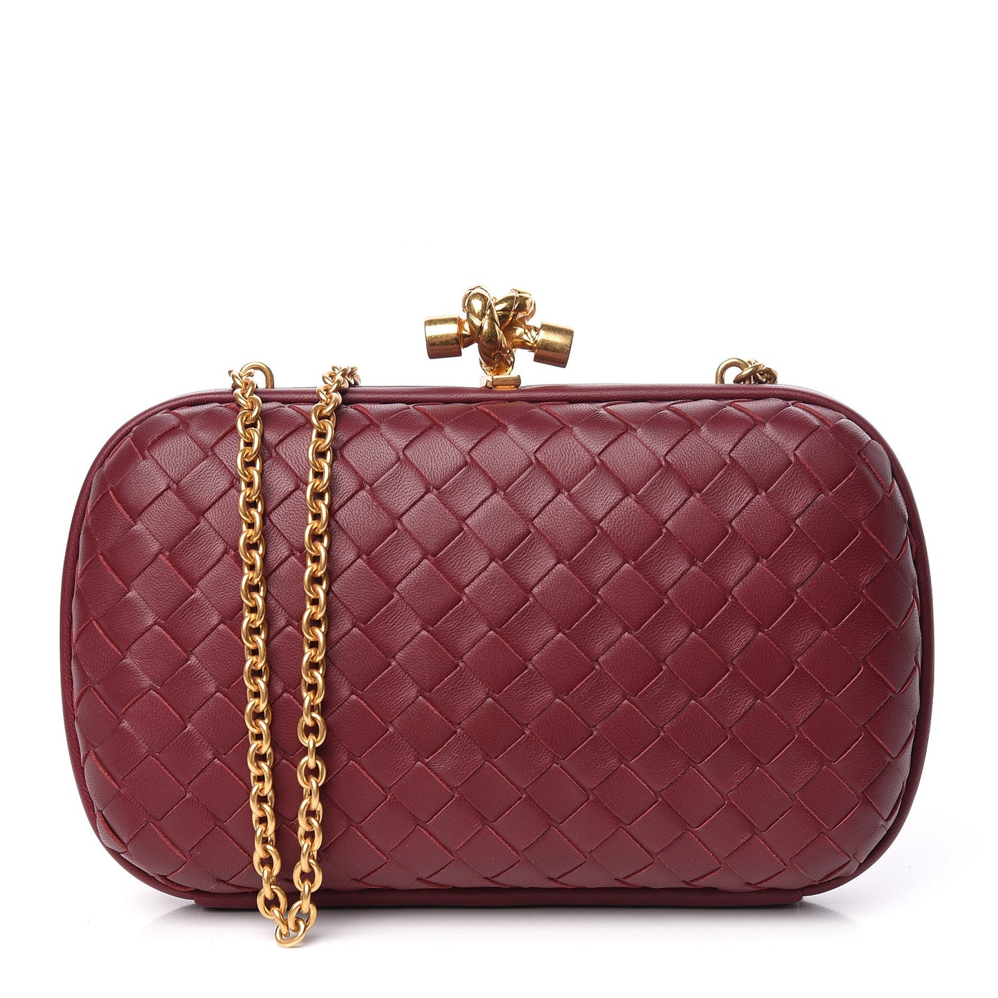 Nappa Intrecciato Chain Knot Clutch Bordeaux