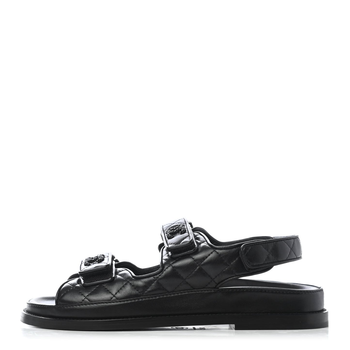 Lambskin Velcro Dad Sandals 37.5 Black