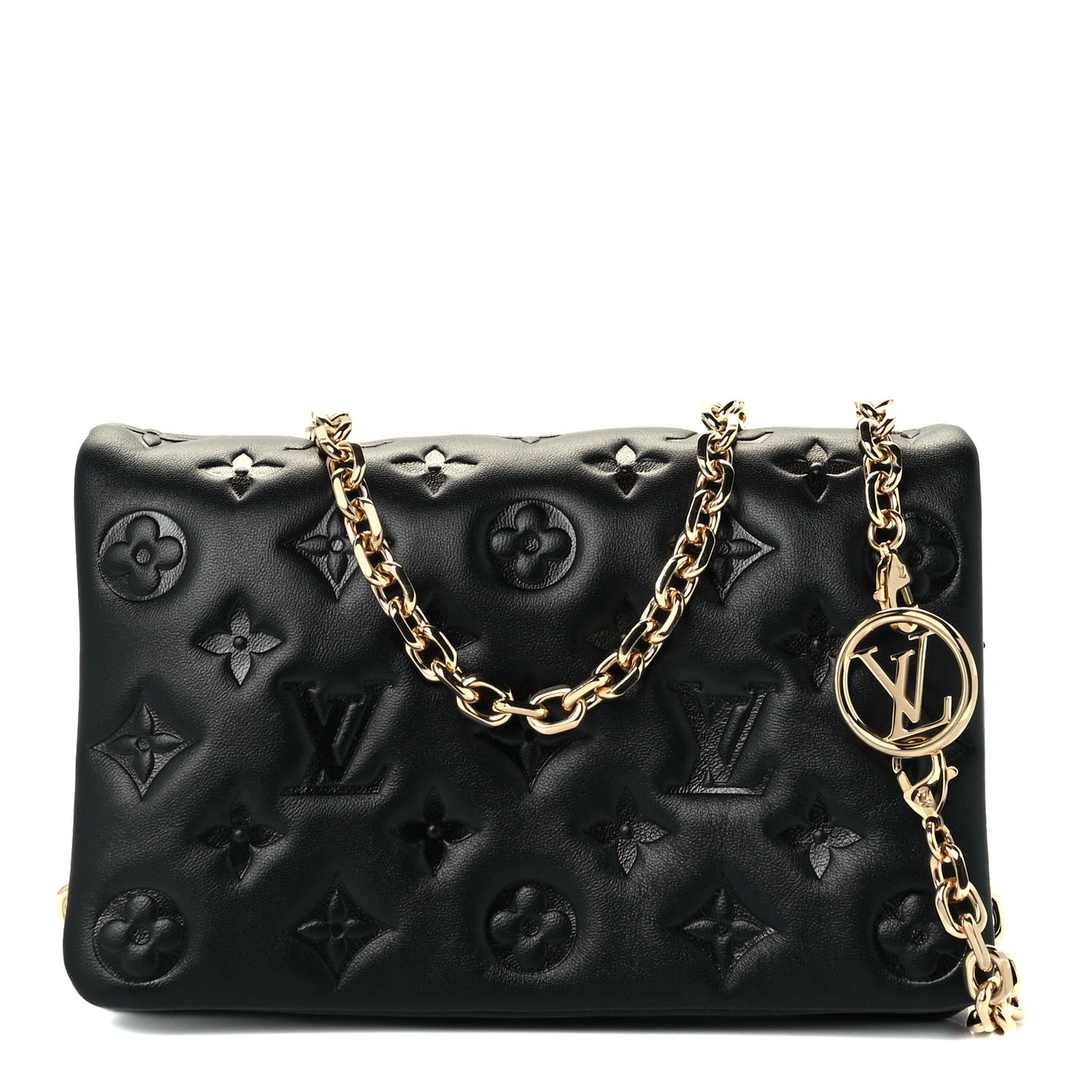 Lambskin Embossed Monogram Pochette Coussin Black
