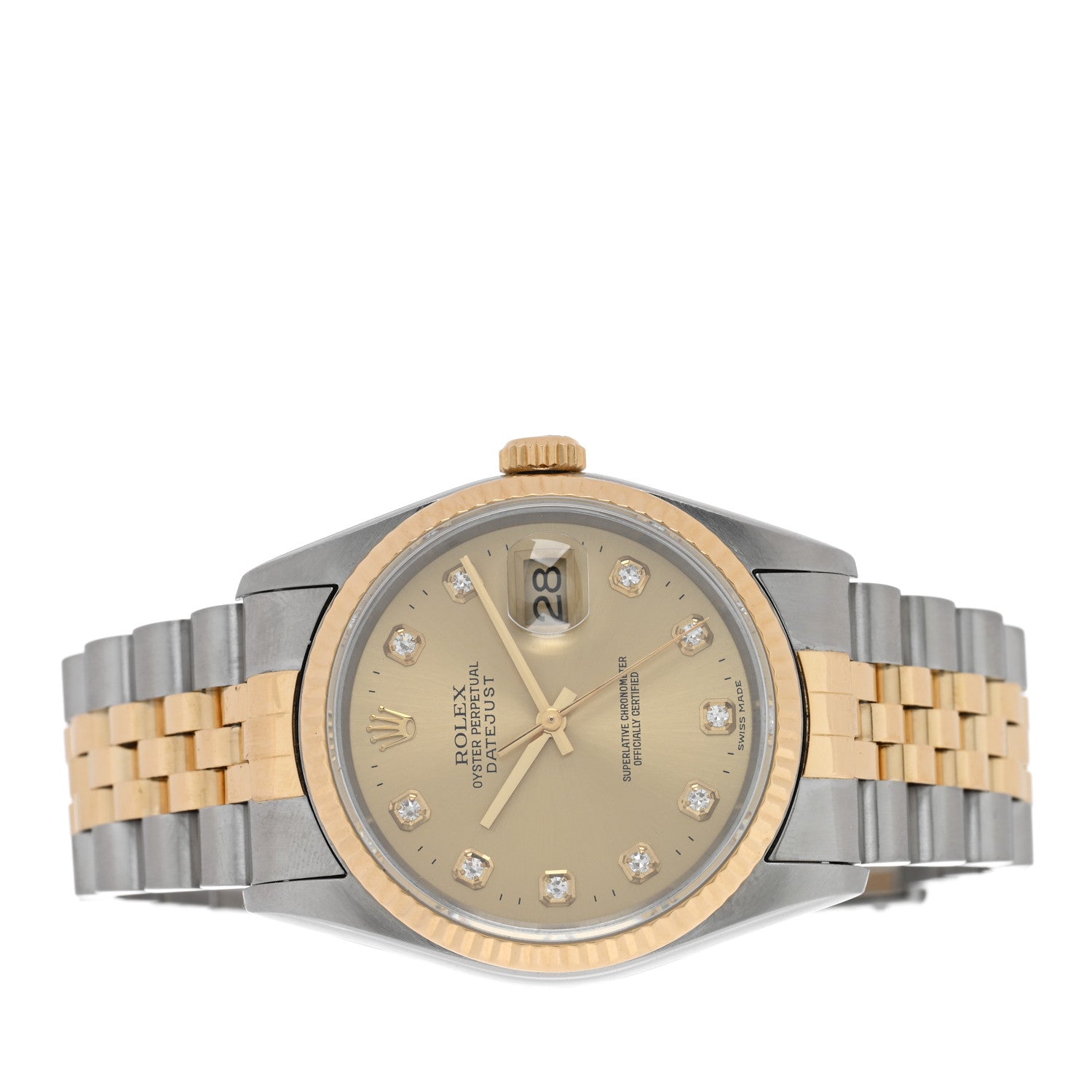 Rolex Stainless Steel 18K Yellow Gold Diamond 36mm Oyster Perpetual Datejust Watch Champagne 16233 2 of 4