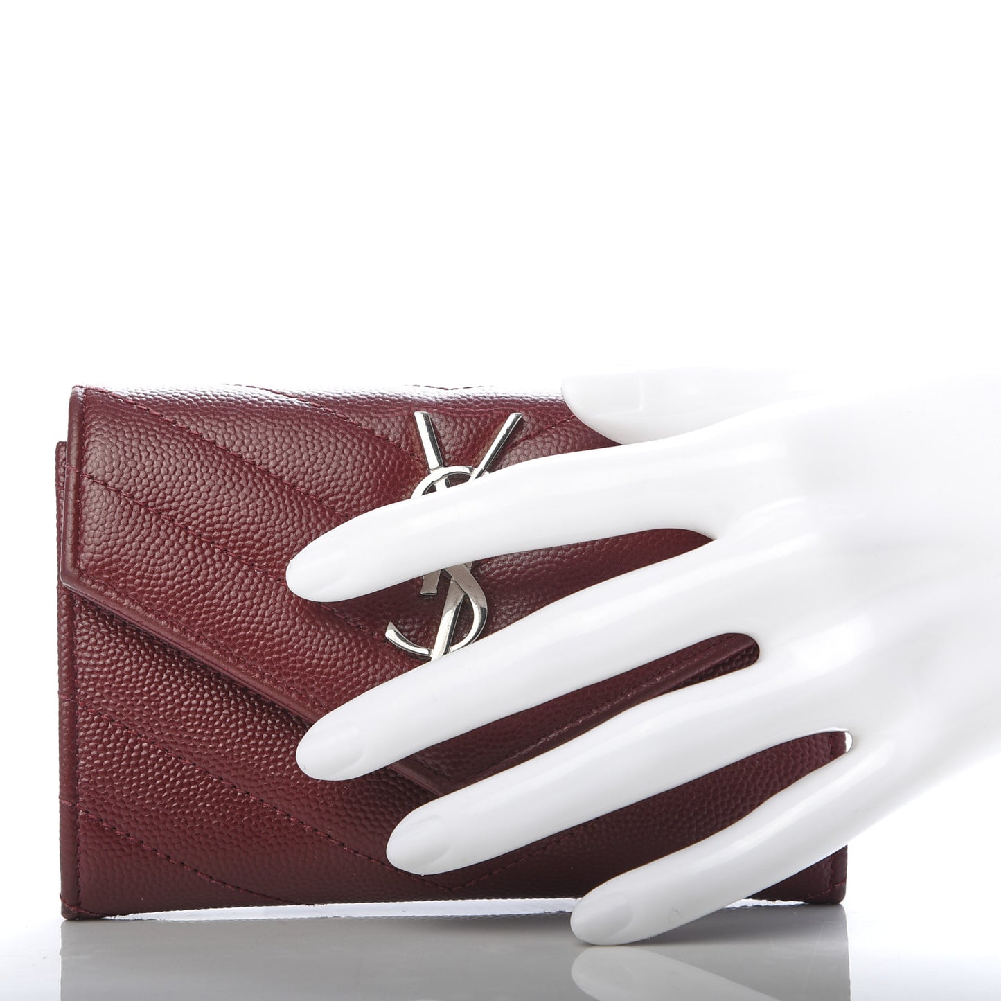 Grain De Poudre Matelasse Chevron Small Monogram Envelope Wallet Palissandre