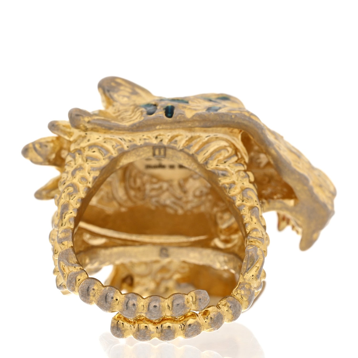 Gucci Metal Crystal Lion Head Ring S Aged Gold Multicolor 3 of 6