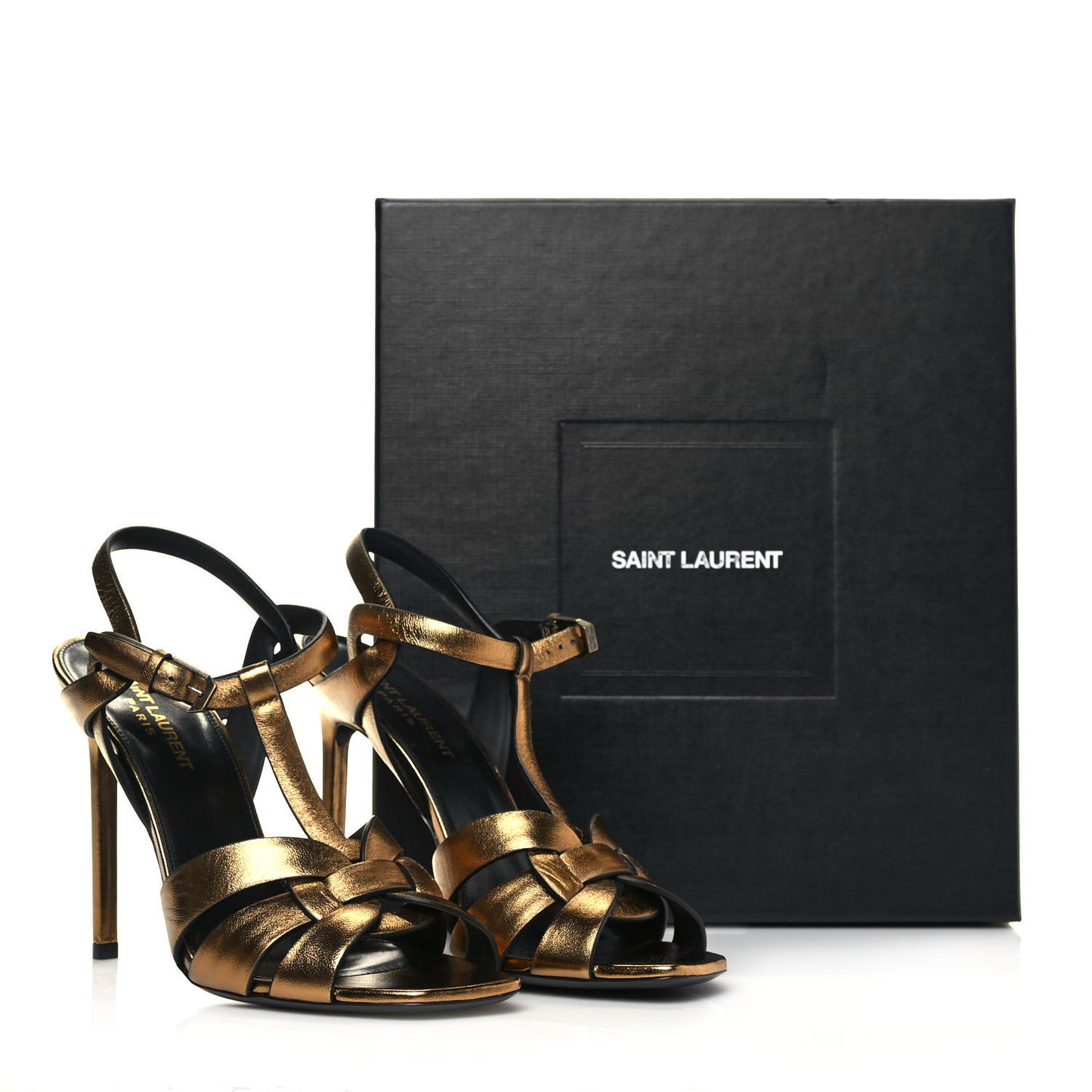 Metallic Calfskin Tribute 105 Sandals 39 Dark Gold