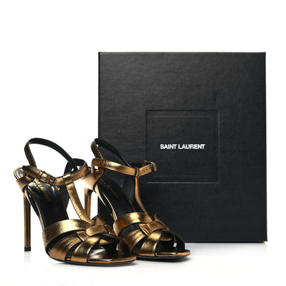 Saint Laurent Metallic Calfskin Tribute 105 Sandals 39 Dark Gold 11 of 11