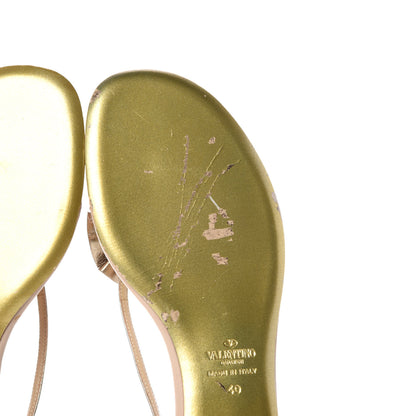Valentino Garavani Metallic Calfskin Rose Slingback Flat Thong Sandals 40 Alba 10 of 13