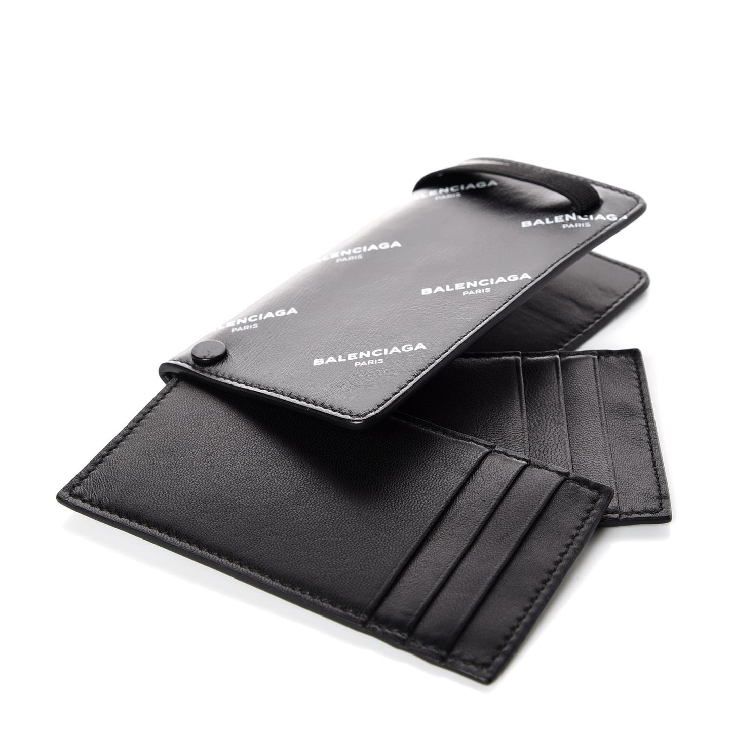 Lambskin Allover Logo Vertical Card Case Black
