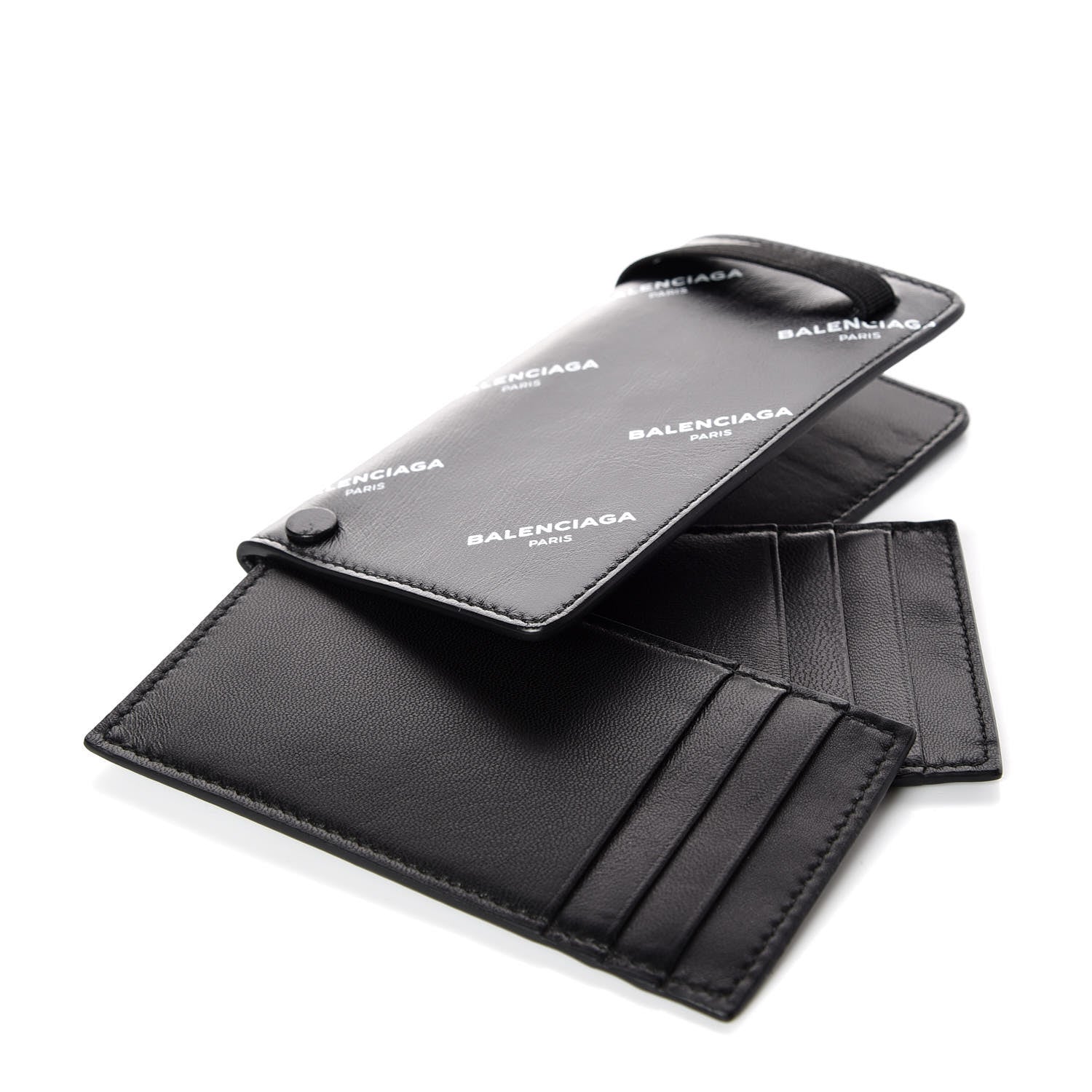 Balenciaga Lambskin Allover Logo Vertical Card Case Black 5 of 6