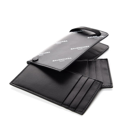 Balenciaga Lambskin Allover Logo Vertical Card Case Black 5 of 6