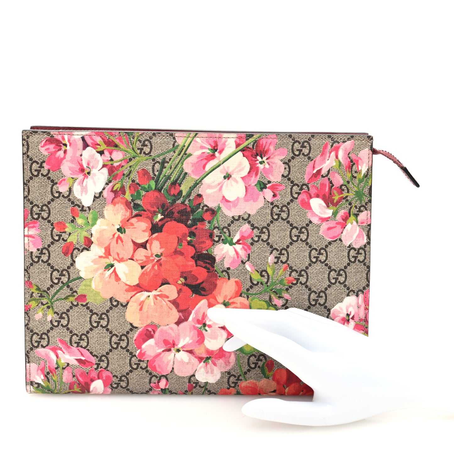 GG Supreme Monogram Blooms Large Cosmetic Case Beige Multicolor Dry Rose