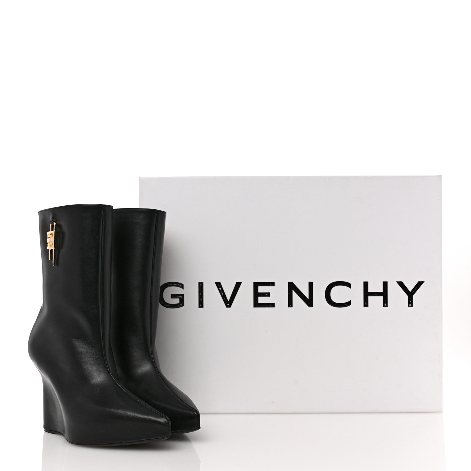 Givenchy Calfskin G Lock 80mm Wedge Low Boots 38 Black 10 of 10
