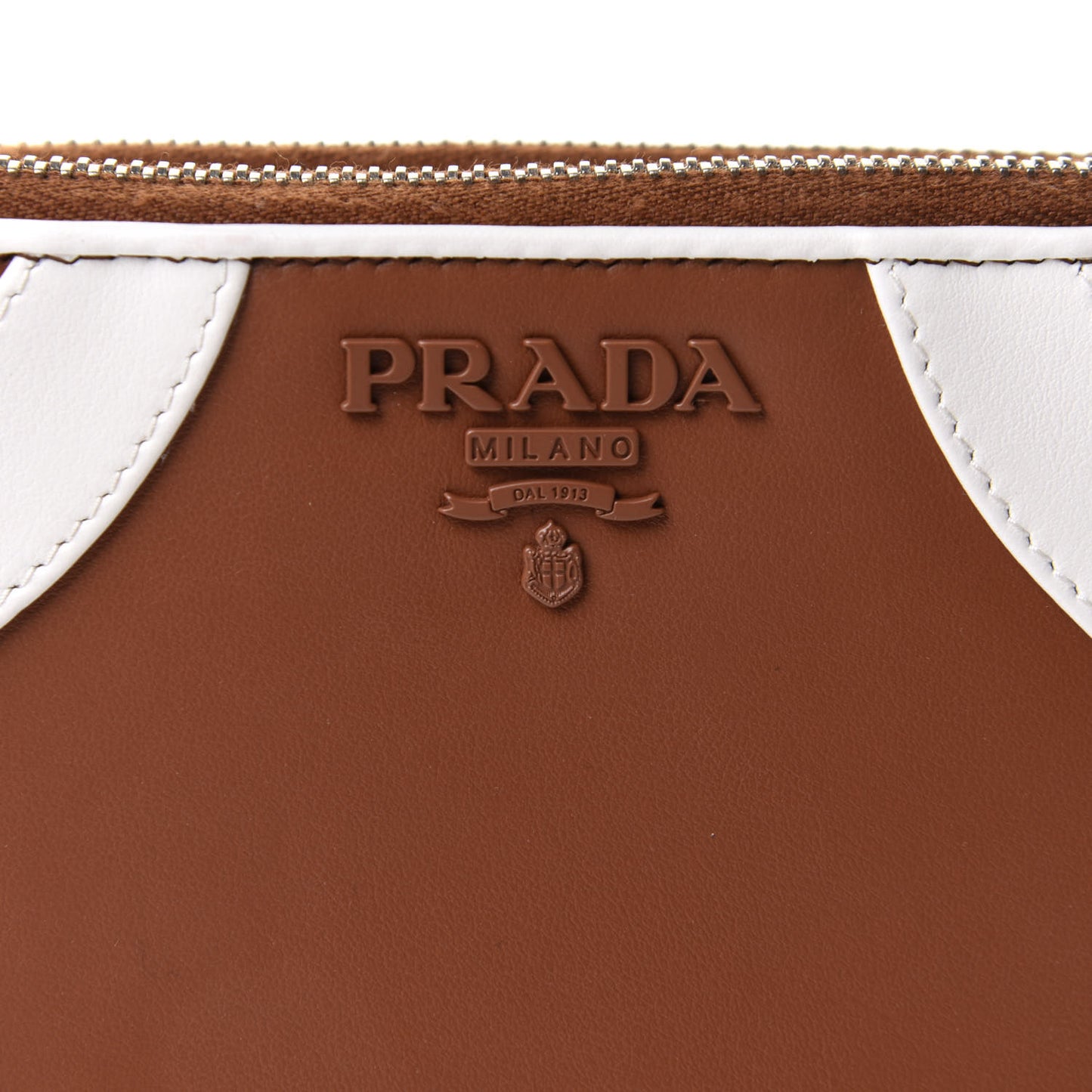 Soft Calfskin Mini Double Zip Crossbody Bag Cognac White