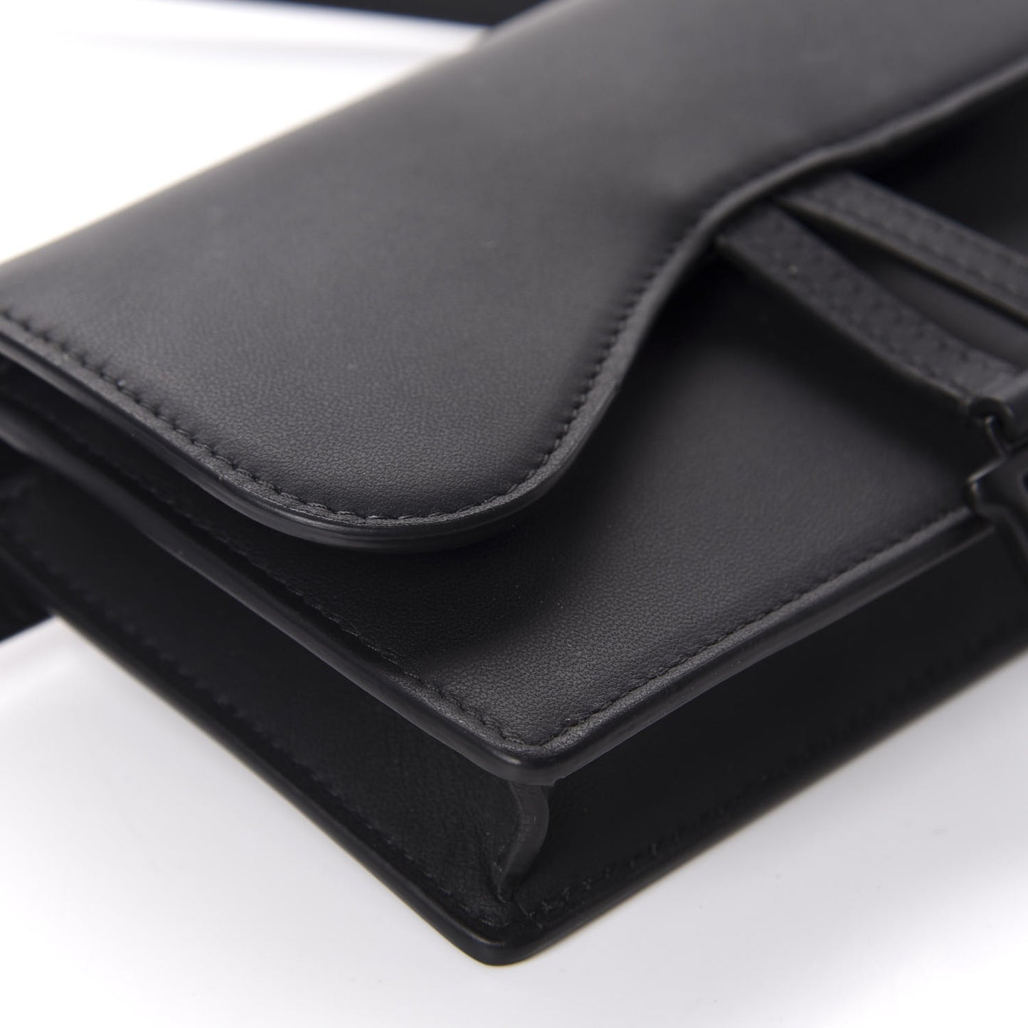 Ultra Matte Calfskin Saddle Belt Bag Black