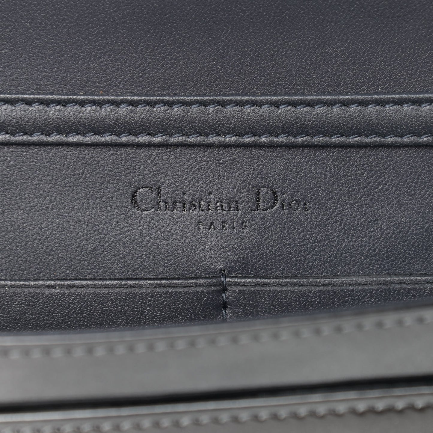 Metallic Patent Micro-Cannage Diorama Wallet on Chain Pouch Onyx Black