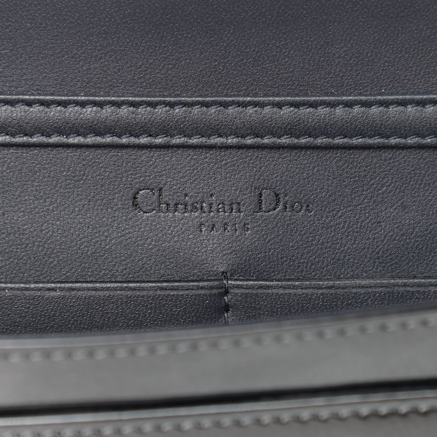 Christian Dior Metallic Patent Micro-Cannage Diorama Wallet on Chain Pouch Onyx Black 6 of 11